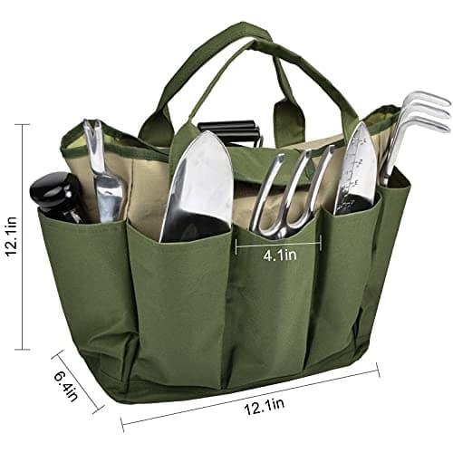 Garden Tool Bag, Garden Tote Bag With 8 Pockets, Canvas Garden Tool Storage Bags, Heavy-duty Large Organizer Bag for Garden Tool Kit, Gardening Organizer for women Men Indoor and Outdoor Gardening
