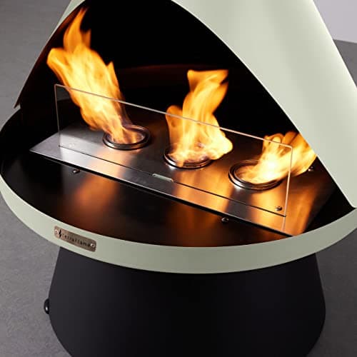 TerraFlame Lloyd Modern Gel Fuel Fireplace | Dove | Clean Burning and Smoke-Free | Portable and Freestanding | Fireplace for Indoor and Outdoor Use | Electroplated Steel