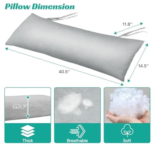 Hammock Pillows Outdoor Waterproof with Ties, 40.5" L X14.5 Wx4 H Extra Large Hammock Cushion All Weather Resistance Outdoor Pillow for Hammock, Patio Furniture, Camping
