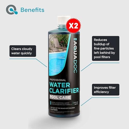 Pool Clarifier Liquid for Cloudy Water Treatment - Swimming Pool Water Clarifier to Support Water Clarity in Inground and Above Ground Pools - AquaDoc - 32oz 2 Pack