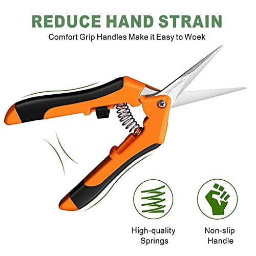 Hand Pruner， Pruning Shear，Garden clippers, snip scissors, ratchet pruning shears, work 3 times easier, gardening tools, sharp garden scissors, arthritis weak hand snips (Orange)