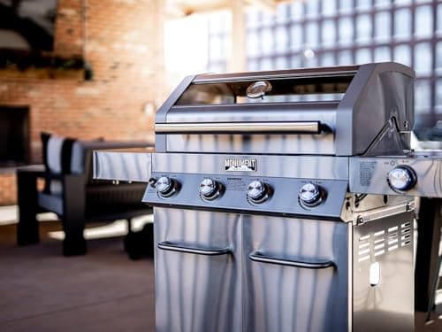 Monument Grills Larger Convertible 4-Burner Natural Gas Grill Stainless Steel Cabinet Style Propane Grills, LED Controls,Side Burner(Without Conversion Kit)