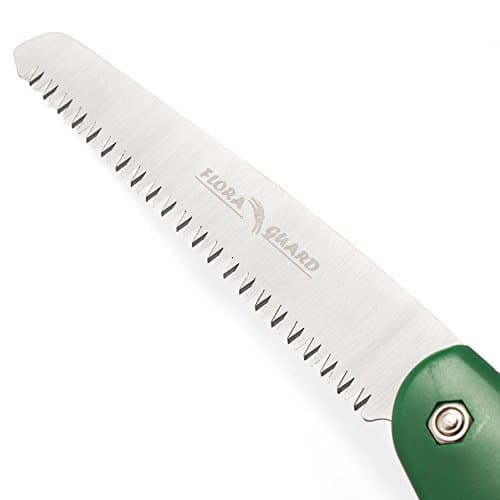 FLORA GUARD 7.7-Inch Folding Hand Saw, Pruning Saw with Trible-Cut Razor Teeth for Wood Cutting, Tree Trimming, Professional Camping Gardening Tools (Green)