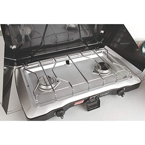 Coleman Triton 2-Burner Propane Stove, Portable Camping Cooktop with 2 Adjustable Burners & Wind Guards, 22,000 BTUs of Power