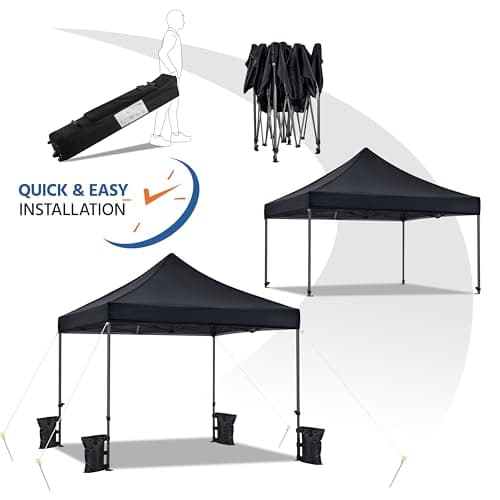 Yaheetech Canopy Tent, Commercial Instant Heavy Duty Canopy, 500D Waterproof Adjustable Canopy with Wheeled Carry Bag, 4 Sandbags and 4 Stakes (10x10, Black)