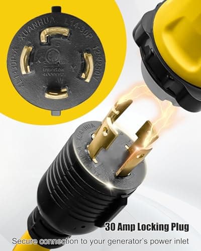 Generator Adapter Extension Cord L14-30P to 4X 5-20R/5-15R & L14-30R, 4 Prong 30 Amp to 110V, Twist Locking to 15 Amp/20 Amp Household Outlet, 125/250V 7500 Watts