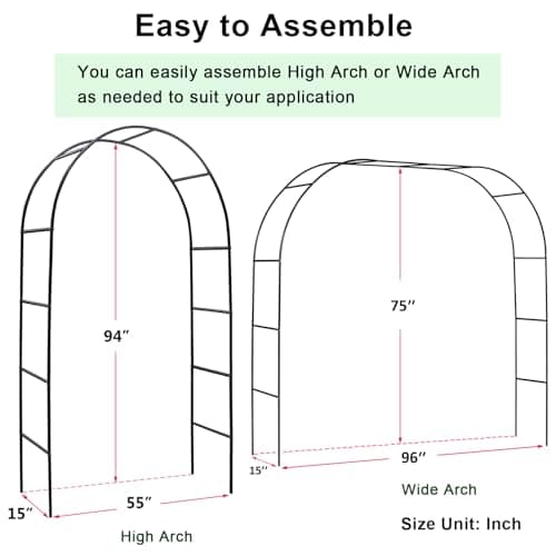 Metal Pergola Arbor, Outdoor Flower Garden Arch Trellis, Steel Garden Arbor for Climbing Plants, Wedding Decoration, 7'8" H x 4'5" W