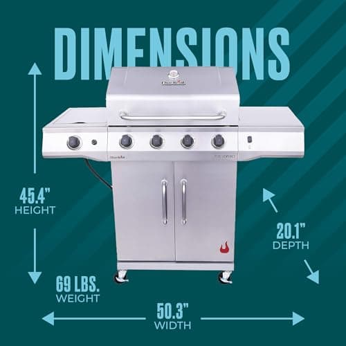 Charbroil Performance Series Convective 4-Burner with Side Burner Cabinet Propane Gas Grill, Stainless Steel - 463354021