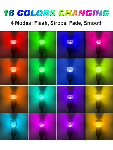 5W RGBW Low Voltage Landscape Pathway Lights with Connectors 12V Outdoor Color Changing Landscape Lighting LED Bollard Path Lights Wired Waterproof Walkway Light for Garden Yard (12 Pack)