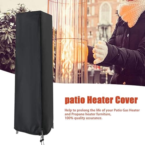 Patio Heater Cover, Outdoor Standing Square Heater Covers with Zipper Waterproof Windproof Thicker Oxford (Black, 87" H x 21" W x 24" D Inch)