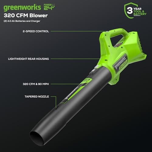 Greenworks 48V (2x24V) 17" Brushless Mower+12" String Trimmer +320CFM Blower,(2) 4.0Ah Batteries and 2A Dual Port Charger