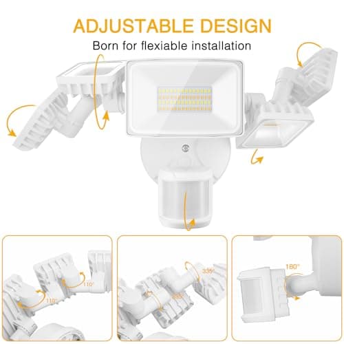 Onforu 5 Heads 65W Smart LED Security Lights Motion Sensor Outdoor, 340° Illumination WiFi Alexa Flood Light 5500LM APP Control, 2500K-6500K Exterior Motion Detector, IP65 Wall Light for Yard, White