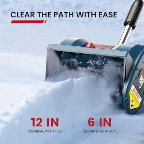 Eletric Snow Shovel, 20V | 12-Inch | 4-Ah Cordless Snow Blower, Battery Powered Snow Blower with Directional Plate & Adjustable Front Handle (4-Ah Battery & Quick Charger Included)