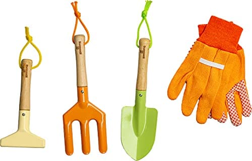 Gardening Set, Tool Kit, for Kids, STEM, Includes Tote Bag, Spade, Watering Can, Rake, Fork, Trowel and Gloves (Sunshine)