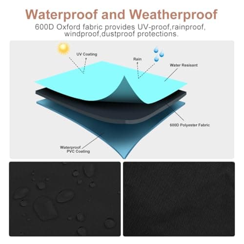 Vailge Patio Heater Covers with Zipper and Storage Bag,Heavy Duty 600D Oxford Waterproof Outdoor Heater Cover Wind-Resistant Dustproof UV-Resistant,Black,89'' Height x 33" Dome x 19" Base