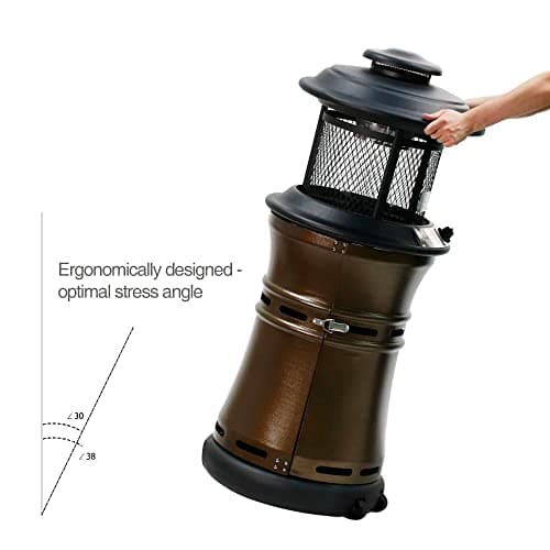 BALI OUTDOORS Gas Patio Heater - Floor-Standing Outdoor Commercial Heater, Round Dancing Flame, Wheels, Glass Tube, Suitable For Balcony, Veranda, BBQ Party