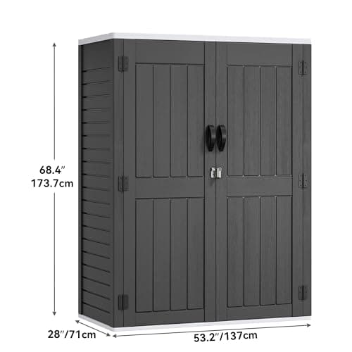 YITAHOME 59 cuft Outdoor Vertical Storage Shed, Tall Storage Shed Outdoor w/o Shelf, Outdoor Waterproof Storage Cabinet for Garage, Pool Storage, Garden Shed Outdoor Storage, Dark Gray