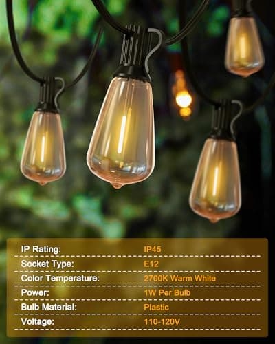 Doukegde 100FT LED Outdoor String Lights, 2700K LED Patio Lights Outdoor Waterproof with 50+2 Shatterproof Vintage Bulbs, Plug in Hanging Light for Porch, Backyard, Garden, Gazebo [Non-Solar]