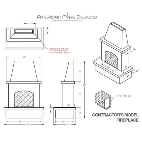 Contractor's Model Outdoor Fireplace | American Fyre Designs (Vented)