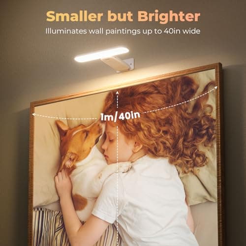 FULEN Picture Lights Battery Operated, Rechargeable Picture Frame Lights for Wall, LED Cordless Wall Lights for Arts,Paintings,Gallery&Dartboard,3 Color Temperatures, Remote Control,White,2 Pack