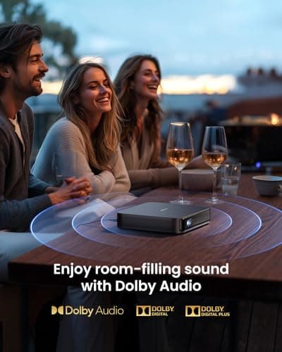 Dangbei Atom Portable Laser Projector, 1200 ISO Lumens, 3D Ready, Official Netflix, 1080p HD with 4K HDR Input, 180" Display, HDR10, 2x5W Dolby Audio, Home Theater Projector with WiFi and Bluetooth