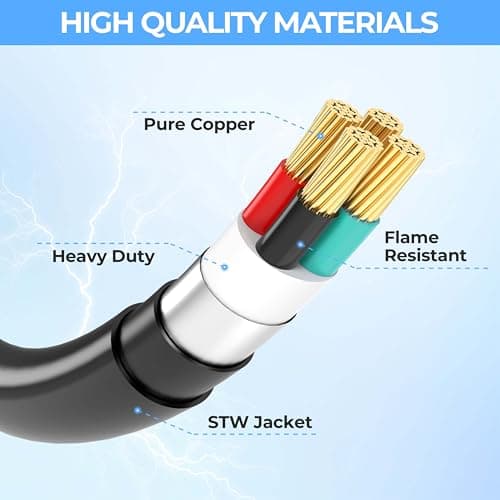 CircleCord 4 Prong 30 Amp to 50 Amp Generator to RV/EV Adapter Cord, NEMA L14-30P to 14-50R, Heavy Duty STW 10 AWG Suit for Tesla Model S/3/X/Y Charging or Generator to House and RV Trailer Camper