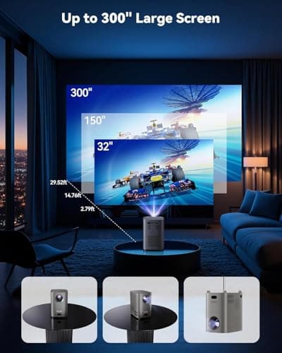 [One-Button Focus] Projector with WiFi and Bluetooth, 4K Outdoor Projector with Carry Bag, Portable Movie Projector with Zoom Function, Home Theater Projector for Phone/TV Stick/PC