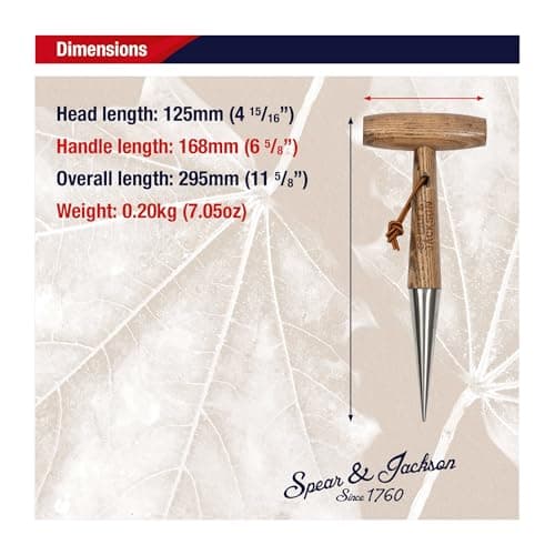 Spear & Jackson 5610DB Handheld Traditional English Style Stainless Steel Dibber / Planter - For planting Seeds and Bulbs