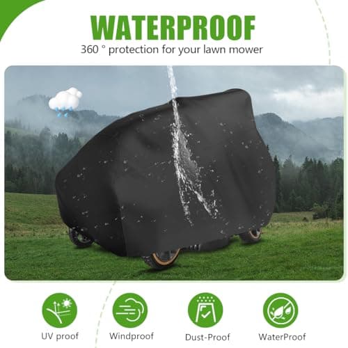 Outdoors Lawn Mower Cover Waterproof Heavy Duty 210D Polyester Oxford UV Protection Lawn Tractor Cover Fits Decks Up to 54" with Drawstring and Storage Bag