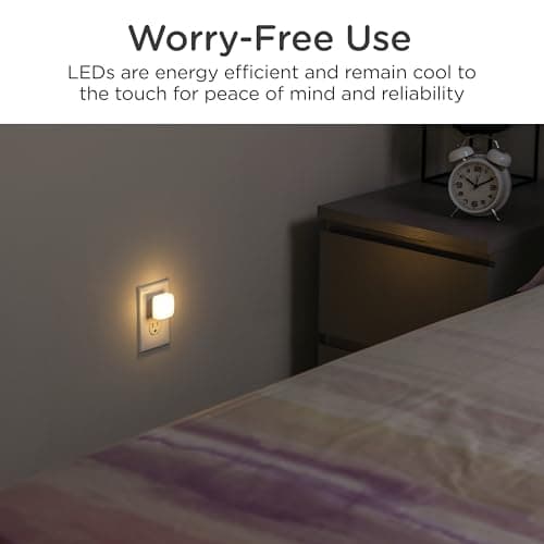 Lights By Night Mini Square LED Night Light, Plug-in, Dusk to Dawn Sensor, Compact, Ambient Lighting, for Kids or Adults, Bedroom, Bathroom, Nursery, Hallway, 6 Pack, 82489
