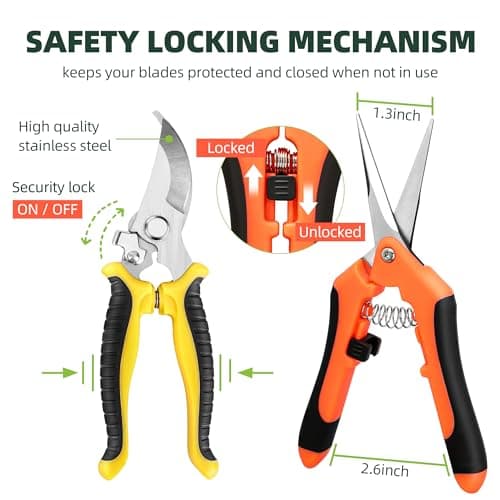 3-Pack Stainless Steel Pruning Shears, Pruning Snips and Clippers for Gardening