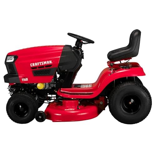 CRAFTSMAN 46" Automatic Gas Riding Lawn Mower with 18.5 HP* Briggs and Stratton Single-Cylinder Engine, Gas Lawn Tractor with Foot Pedal Control, Red/Black