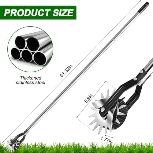 Wheel Rotary Edger Lawn Tool, Sidewalk 66.7Inch Manual Lawn Edger, Grass Edge Trimmer, Adjustable Stainless Steel Handle with Cushion Grip，Soil, Garden and Yard Tool