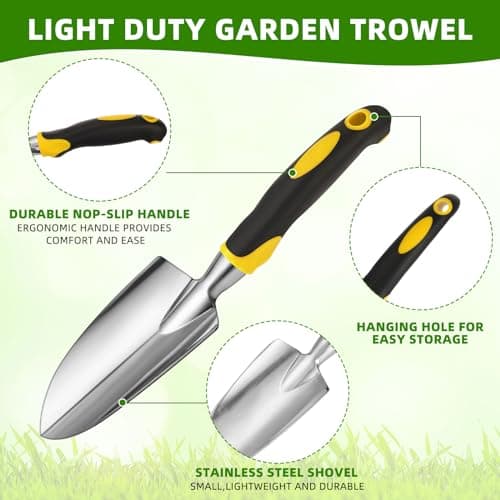 Product Image Yaocom Garden Shovel Aluminum Alloy Heavy Duty Trowel Garden Tool Small Shovels for Digging Metal Hand Trowel Spade with Soft TPR Handle for Lawn Yard Farm Home Shop Planting(12 Pcs)