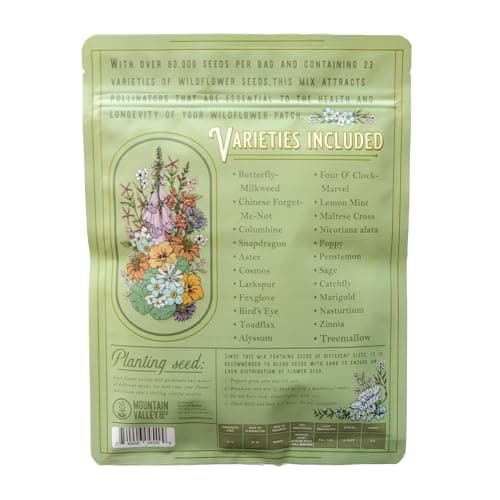 Wildflower Seeds Bulk, 2 Oz. 80,000+ Seeds, Butterfly and Hummingbird Seed Mix, 23 Non-GMO Varieties of Butterfly Garden Seeds for Planting - Hummingbird Flower Seeds, Butterfly Flower Seeds