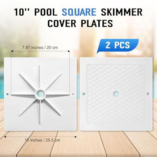 10'' Pool Skimmer Lid/Cover Replacement for Hayward SPX1082E, SP082 1083 1084 1085 SP1086, Square Skimmer Basket Deck Covers Plate for Inground Pools, Heavy Duty Plastic, White, 2 Pack
