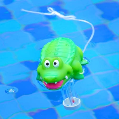 XY-WQ 2 Packs Floating Pool Thermometer, Large Size Easy Read for Water Temperature with String - Indoor and Outdoor Swimming Pools and Spas (Crocodile & Crab 04)