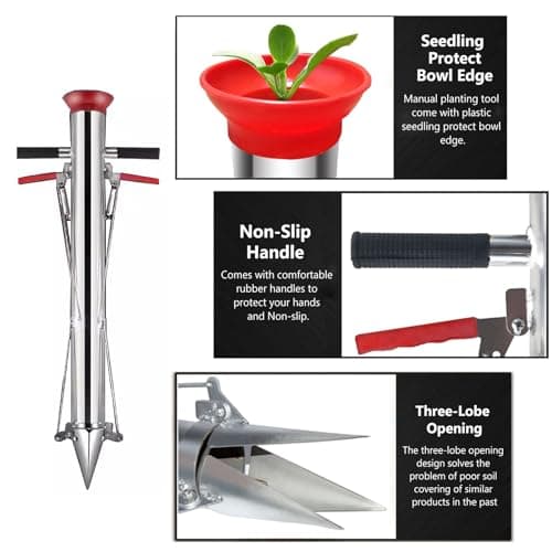 Hand Held Bulb Planter Tool - Durable & Rust-Resistant Semi-Automatic Design with Non-Slip Handle for Effective Planting of Potatoes, Pumpkins, and Peppers