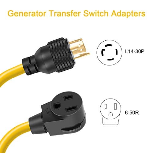 Welder Adapter Plug Cord, L14-30P Twist-Lock Male to 6-50R Female, 4 Prong to 3 Prong Generator to Welder Adapter Power Cord, 1.5FT