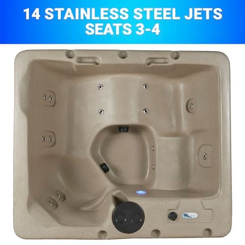 Aqualife Current Hot Tub, 4-Adult Capasity, Plug and Play Spa with Stainless Steel Heater and Free Clip on Cover for Protection
