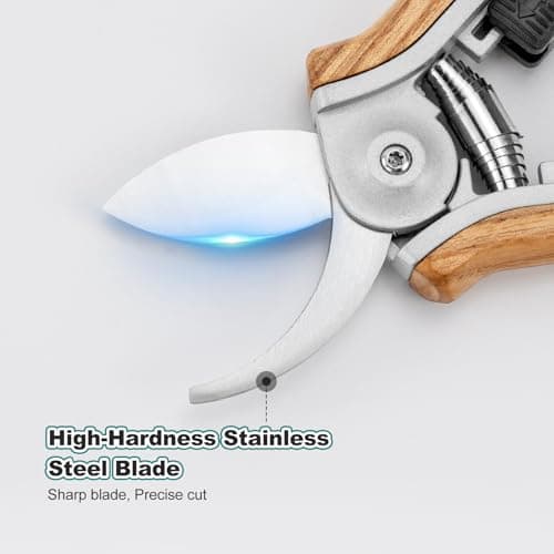 Mini Pruning Shears for Gardening Curved Blades Hand Pruners with Wooden Handle Garden Scissors Snips Stainless Steel Trimming Small Clippers Bonsai Compact Size Sheaering Tool