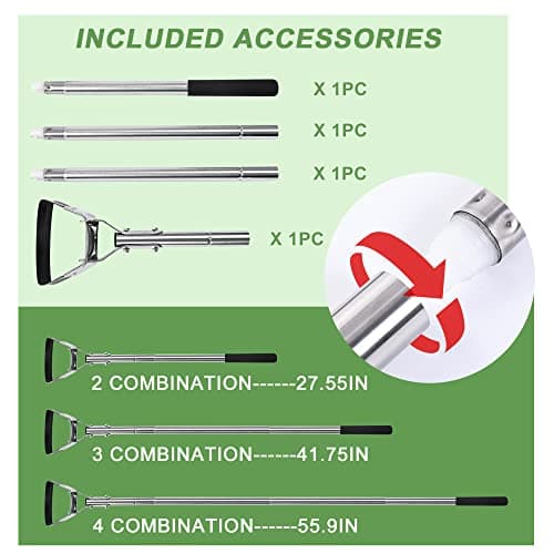 Garden Hoe for Weeding Long Handle Hula Hoe Stirrup Hoe Garden Tool Stainless Steel Poles Adjustable Long Handle Weeding Hoe, 55.9 INCH