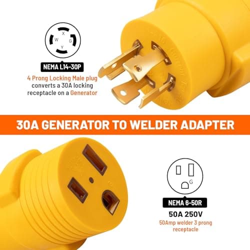 MECMO NEMA L14-30P to 6-50R Generator to Welder Adapter Plug, 30 Amp to 50 Amp Twist Locking Generator 4 Prong Male Plug to 3 Prong 240V Welder Outlet for Welder Welding Generator Adaptor Connector