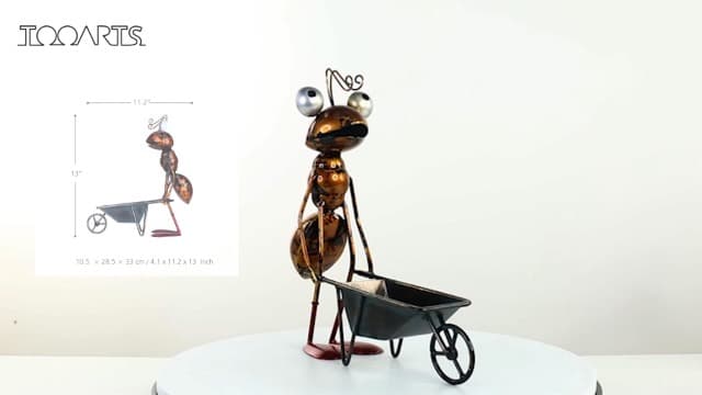 Tooarts Metal Ant Garden Decor Sculpture Home Patio Lawn Yard Indoor Outdoor Statue Ornament with Removable Bucket