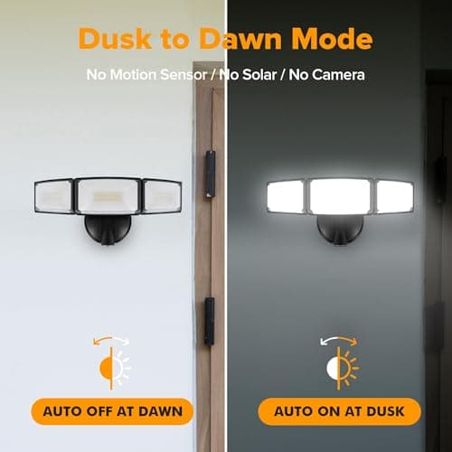LUTEC 75W 8000LM Dusk to Dawn Outdoor Lighting, LED Flood Light Outdoor with Photocell, 5000K Daylight, IP65 Waterproof, LED Security Lights for Garage, Yard, Patio (Black)