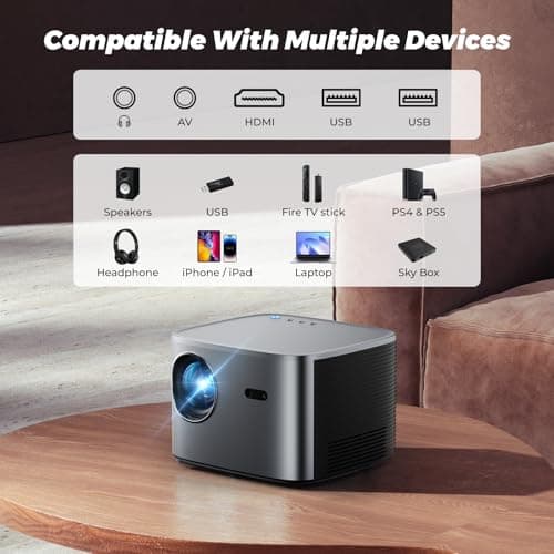 [Auto Focus/Keystone] Groview 4K Projector with WiFi and Bluetooth, 500 ANSI Movie Projector for Outdoor Use, Proyector with 50-100% Zoom, Compatible with iOS/Android/HDMI/TV Stick