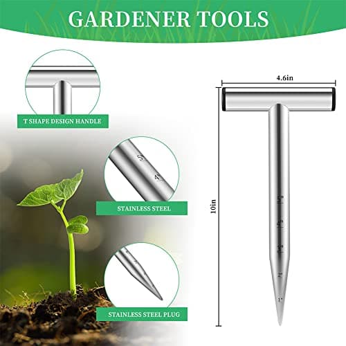 Hand Dibber, Seed Dibber, Bulb Planter Tool, Seed Planter Tool, Hole Digger for Plant Labels, for Self Watering Stakes, Hand Held Bulb Planter for Tulip Daffodil Crocus Garden Tool
