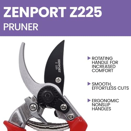 Zenport Z225 Bypass Pruner with Rotating Handle, 1-Inch Cut, 8.5-Inch , Red