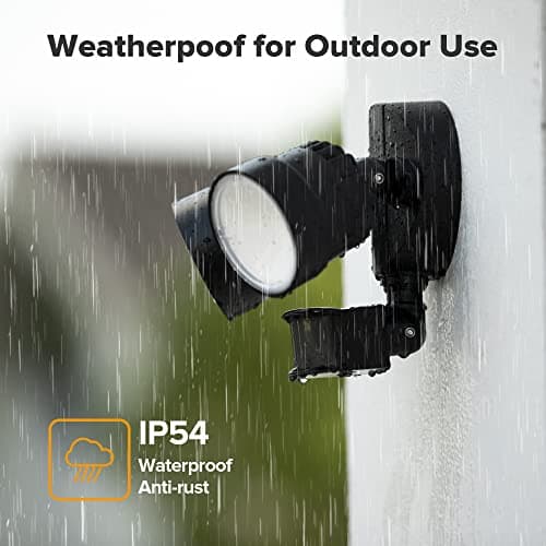 LUTEC Shrimp P6221B-PIR24 2000 Lumen 18 Watt 26 LED Motion Activated Integrated Dual-Head Floodlight Outdoor, IP54 Waterproof Exterior Security Wall Light for Patio, Garden, Yard-Black