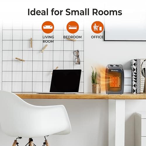Comfort Zone CZ442E Personal Energy Save Ceramic Heater - 1500W Portable with Adjustable Thermostat, Tip-Over Switch & Overheat Protection, Black